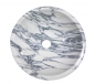 Preview: Waschbecken Waschschale aus 100% Marmor, Naturstein, Aufsatzwaschbecken Handwaschbecken, Farbe: weiß-grau, Durchmesser 34cm