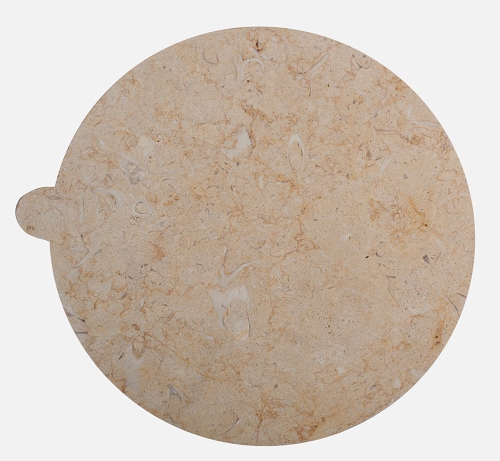 Yuchengstone Servierplatte aus Marmor mit Griff Ø30cm, H1,5cm, 3 KG (Beige)