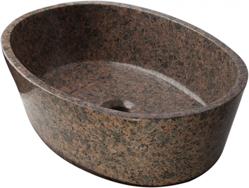 Yuchengstone Großer Waschbecken Waschschale aus edlem Granit und Marmor, ovale Formgebung, schöne Maserung, Unikat, Maße: ca. L53cm, B38cm, H16cm Gewicht: ca. 18kg