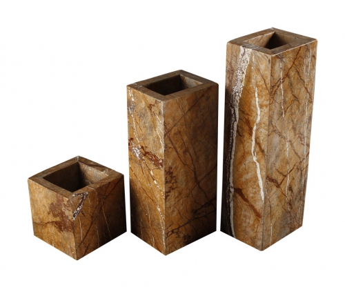 Design Vase aus indischem Marmor, Marmorvase, Vase Blumenvase, massiv, rechteckig, zusammengesetzt Maße: 30x10x8cm, Gewicht: 4 Kg