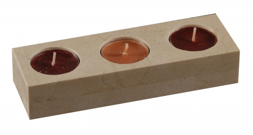 2 Stück 3er Eckig Teelichthalter, Kerzenhalter aus Marmor, Unikat, für 3 Teelichthalter, Tischdekoration, Maße 20x5x4cm, Gewicht: ca. 1,5 kg