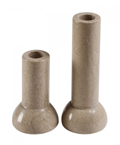 MarmorKerzenhalter, Eleganter Kerzenhalter 2er Set mit rundem Fuß, Maße Ø/H: 6/12cm und 6/15cm, Gewicht: 1 kg, Farbe Beige