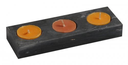 2 Stück 3er Eckig Teelichthalter, Kerzenhalter aus Marmor, Unikat, für 3 Teelichthalter, Tischdekoration, Maße 20x5x4cm, Gewicht: ca. 1,5 kg