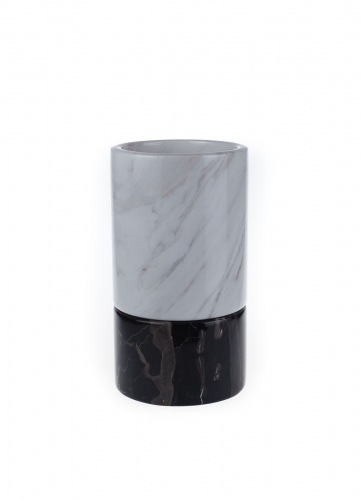 Schwarz-weiße Marmorvase 2 teillig modern Design Berlin Tischdekoration Geschenk