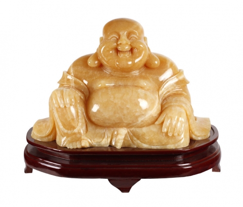 Lachender Buddha aus Naturstein Handarbeit FengShui Hilfe