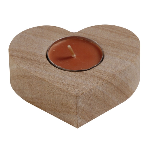 2 Stück Teelichthalter Kerzenständer Herz aus Sandstein, Unikat Naturstein romantisch modern Hübsches Herz,   Maße:  9,5 x 8,5 x 3 cm,  Gewicht: 699 g