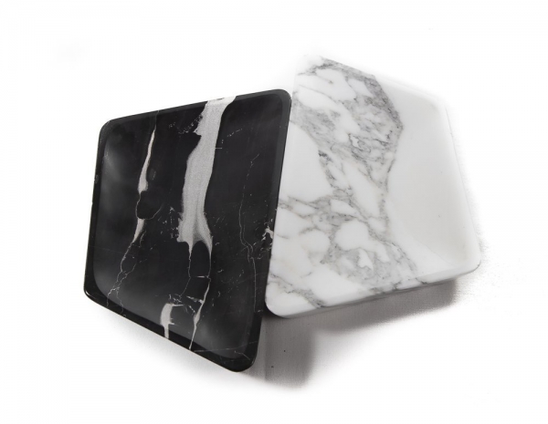 Eckige Design-Schale aus echtem Marmor, 100% Natur-Stein, Maße 28/18/4 cm