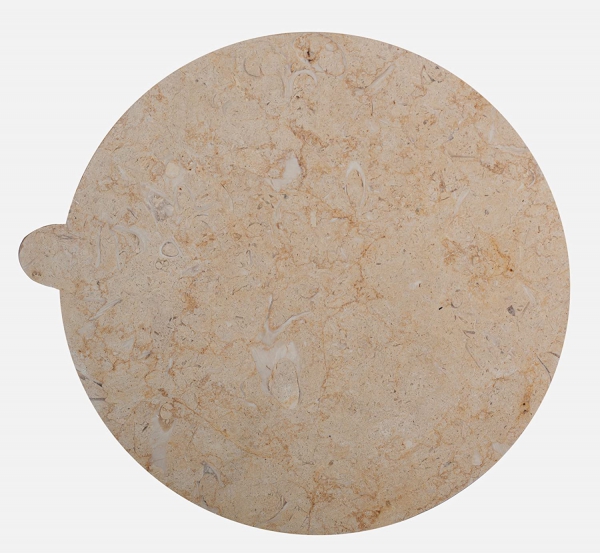 Yuchengstone Servierplatte aus Marmor mit Griff Ø30cm, H1,5cm, 3 KG (Beige)