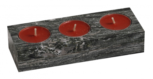 2 Stück 3er Eckig Teelichthalter, Kerzenhalter aus Marmor, Unikat, für 3 Teelichthalter, Tischdekoration, Maße 20x5x4cm, Gewicht: ca. 1,5 kg