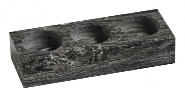 2 Stück 3er Eckig Teelichthalter, Kerzenhalter aus Marmor, Unikat, für 3 Teelichthalter, Tischdekoration, Maße 20x5x4cm, Gewicht: ca. 1,5 kg