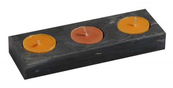 2 Stück 3er Eckig Teelichthalter, Kerzenhalter aus Marmor, Unikat, für 3 Teelichthalter, Tischdekoration, Maße 20x5x4cm, Gewicht: ca. 1,5 kg