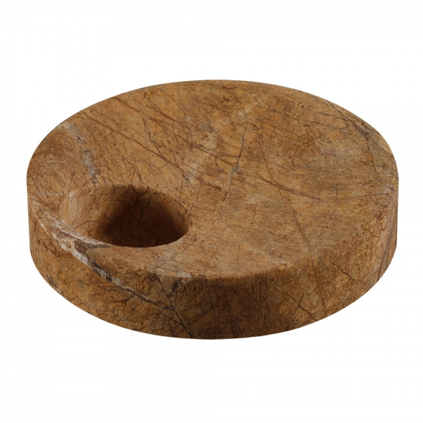 2 Stück Marmor-Teelichthalter aus Marmor, braun, modern Design, Maße: Ø/H 12 x 4 cm , 998 g