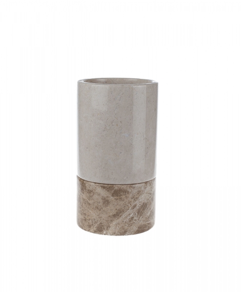 2 teilig Marmorvase Standvase Naturstein-Vase Galerie Design Hotelausstatter, Beige - Braun