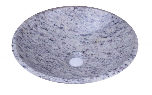 69€ Waschbecken aus Granit,  Waschschale , Aufsatzwaschbecken Handwaschbecken, Farbe: weiß-grau, Durchmesser 34cm x 12cm Hoch